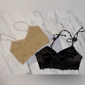 Lace Bralette Set - Black, Tan, and Blue